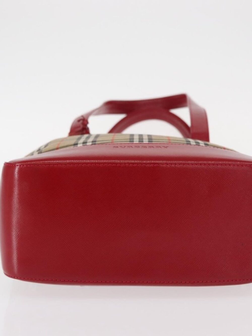 BURBERRY Nova Check Tote Bag Canvas Leather Beige Red gold Auth gh1367 - Picture 6 of 16